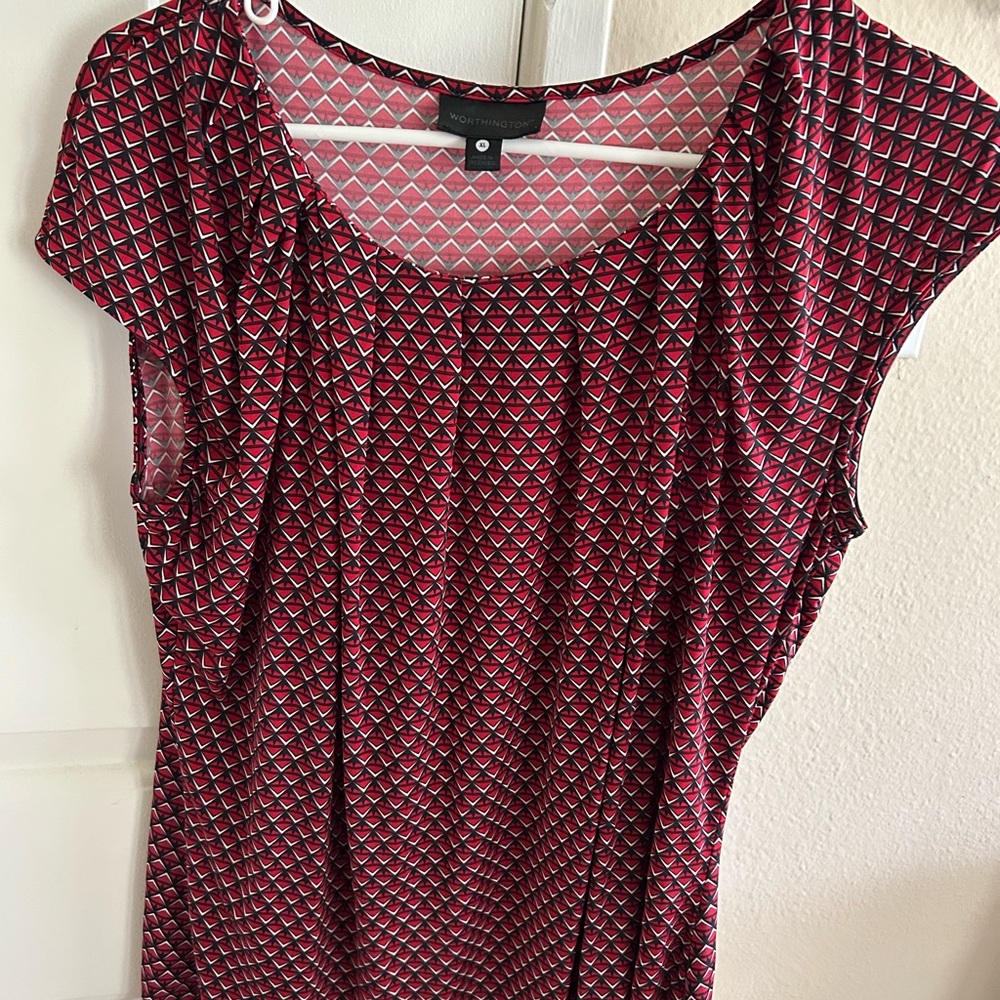 Worthington Red Geometric Blouse